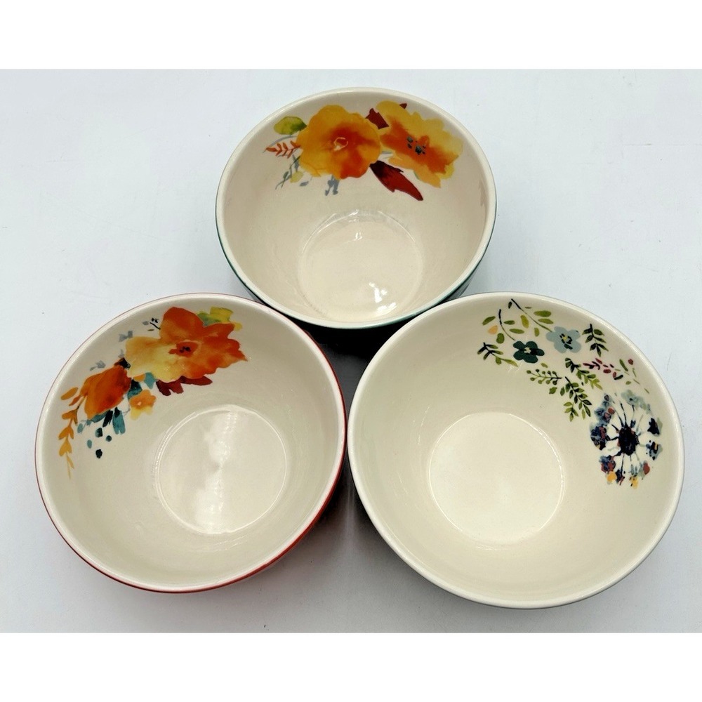 Set Of 3 Pioneer Woman Kari Collection Ceramic Latte Bowls No Lids